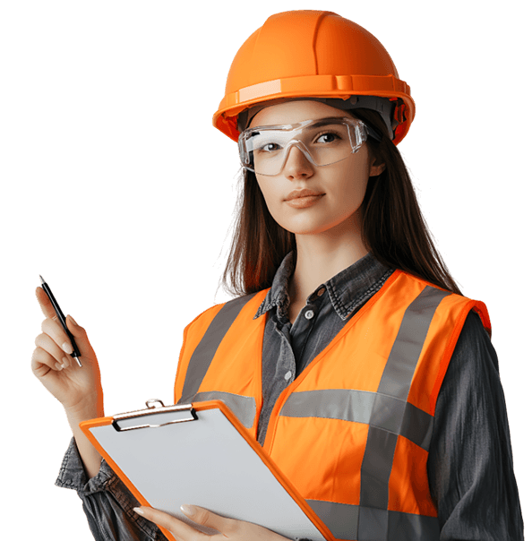 Engineer with safety equipment