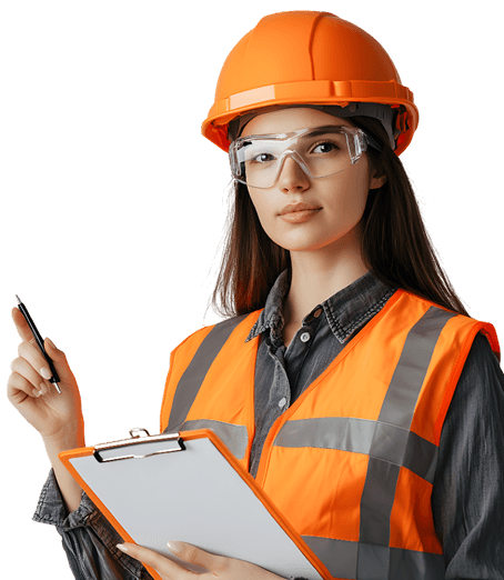 Engineer with safety equipment